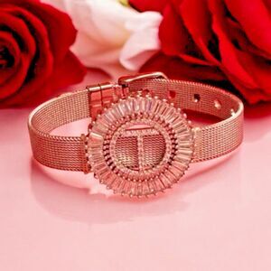 COTTVOTT Women Initial T Bracelet Stainless Steel Gold Charm Jewelry